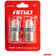 ΛΑΜΠΑΚΙΑ LED P21W 12V 6.000K 500lm 9SMD x 2835 LED ΜΟΝΟΠΟΛΙΚΑ AMIO - 2ΤΕΜ.