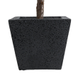 GloboStar® Artificial Garden KARRASPIO 20770 Επιδαπέδιο Πολυεστερικό Τσιμεντένιο Κασπώ Γλάστρα - Flower Pot Μαύρο Μ34 x Π34 x Υ30cm