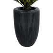 GloboStar® Artificial Garden CASTLE 20793 Διακοσμητικό Πολυεστερικό Τσιμεντένιο Κασπώ Γλάστρα - Flower Pot Μαύρο Φ35 x Υ54cm