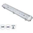 GloboStar® 90611 60cm Tri-Proof Πλαστικό PC Σκαφάκι με Μεταλλικά Clips για 2 x Λάμπες T8 Τύπου Φθορίου LED Τροφοδοσίας Ενός Άκρου Αδιάβροχο IP65