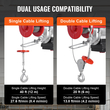 VEVOR Electric Hoist Crane Winch 1320 lbs 328 ft Wireless &amp; 14 ft Wired Remote | VEVOR GR