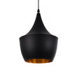GloboStar® SHANGHAI 01025-A Μοντέρνο Κρεμαστό Φωτιστικό Καμπάνα Μονόφωτο 1 x E27 IP20 Μαύρο & Χρυσό Μέταλλο - Μ24 x Π24 x Υ30cm