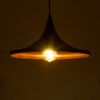 GloboStar® SHANGHAI 01025-B Μοντέρνο Κρεμαστό Φωτιστικό Καμπάνα Μονόφωτο 1 x E27 IP20 Μαύρο & Χρυσό Μέταλλο - Μ37 x Π37 x Υ20cm