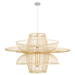 GloboStar® BALI 01758 Boho Κρεμαστό Φωτιστικό Πλέγμα Μονόφωτο 1 x E27 IP20 Μπεζ Ξύλο - Μ100 x Π100 x Υ60cm