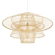 GloboStar® BALI 01758 Boho Κρεμαστό Φωτιστικό Πλέγμα Μονόφωτο 1 x E27 IP20 Μπεζ Ξύλο - Μ100 x Π100 x Υ60cm