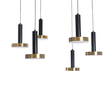 GLOBOSTAR® ZANE 60935 Κρεμαστό Φωτιστικό Design LED CCT 100W 11200lm 120° AC 220-240V IP20 - Εναλλαγή Φωτισμού μέσω Τηλεχειριστηρίου All In One Ψυχρό 6000k+Φυσικό 4500k+Θερμό 2700k Dimmable - Φ80 x Υ20cm - Μαύρο & Χρυσό - 3 Χρόνια Εγγύηση