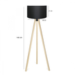 GloboStar® SAGA 204-0041 Μοντέρνο Eπιδαπέδιο Φωτιστικό Μονόφωτο 1 x E27 IP20 Μπεζ Ξύλο με Μαύρο Ύφασμα - Μ38 x Π38 x Υ140cm