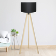 GloboStar® SAGA 204-0041 Μοντέρνο Eπιδαπέδιο Φωτιστικό Μονόφωτο 1 x E27 IP20 Μπεζ Ξύλο με Μαύρο Ύφασμα - Μ38 x Π38 x Υ140cm