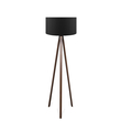 GloboStar® SAGA 204-0038 Μοντέρνο Eπιδαπέδιο Φωτιστικό Μονόφωτο 1 x E27 IP20 Καρυδί Ξύλο με Μαύρο Ύφασμα - Μ38 x Π38 x Υ140cm