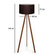 GloboStar® SAGA 204-0034 Μοντέρνο Eπιδαπέδιο Φωτιστικό Μονόφωτο 1 x E27 IP20 Καρυδί Ξύλο με Καφέ Ύφασμα - Μ38 x Π38 x Υ140cm