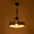 GloboStar® ZION 203-0003 Vintage Κρεμαστό Φωτιστικό Σχοινί Μονόφωτο 1 x E27 IP20 Μαύρο Μέταλλο με Μπεζ Σχοινί - Μ33 x Π33 x Υ29cm