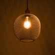 GloboStar® WIRE 203-0004 Μοντέρνο Κρεμαστό Φωτιστικό Πλέγμα Μονόφωτο 1 x E27 IP20 Μαύρο Μέταλλο - Μ25 x Π25 x Υ30cm