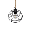 GloboStar® TALAH 203-0008 Vintage Κρεμαστό Φωτιστικό Σχοινί Μονόφωτο 1 x E27 IP20 Μαύρο Μέταλλο με Μπεζ Σχοινί - Μ20 x Π20 x Υ20cm