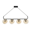 GloboStar® LATTICE 203-0018 Μοντέρνο Κρεμαστό Φωτιστικό Ράγα Πολύφωτο 4 x E27 IP20 Μαύρο & Μπρούτζινο Μέταλλο με Mελί Γυαλί - Μ78 x Π15 x Υ81cm