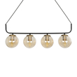 GloboStar® LATTICE 203-0018 Μοντέρνο Κρεμαστό Φωτιστικό Ράγα Πολύφωτο 4 x E27 IP20 Μαύρο & Μπρούτζινο Μέταλλο με Mελί Γυαλί - Μ78 x Π15 x Υ81cm