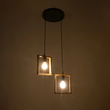 GloboStar® EDISON 203-0021 Vintage Κρεμαστό Φωτιστικό Ανάρτηση Δίφωτο 2 x E27 IP20 Μπεζ Ξύλο - Μ40 x Π20 x Υ45cm