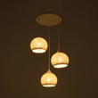 GloboStar® YASAM 203-0023 Vintage Κρεμαστό Φωτιστικό Πλέγμα Τρίφωτο 3 x E27 IP20 Λευκό Ρατάν - Μ42 x Π42 x Υ54cm