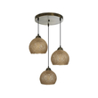 GloboStar® YASAM 203-0025 Vintage Κρεμαστό Φωτιστικό Πλέγμα Τρίφωτο 3 x E27 IP20 Καφέ Ρατάν - Μ42 x Π42 x Υ54cm
