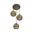 GloboStar® YASAM 203-0025 Vintage Κρεμαστό Φωτιστικό Πλέγμα Τρίφωτο 3 x E27 IP20 Καφέ Ρατάν - Μ42 x Π42 x Υ54cm