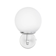 GloboStar® DALPH 203-0031 Vintage Επιτοίχιο Φωτιστικό Απλίκα Μονόφωτο 1 x E27 IP20 Ασημί Μέταλλο με Λευκό Γυαλί - M18 x Π15 x Υ23cm