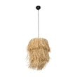 GloboStar® WEG 203-0036 Boho Κρεμαστό Φωτιστικό Καπέλο Μονόφωτο 1 x E27 IP20 Μπέζ Raffia - M45 x Π45 x Υ53cm