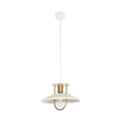 GloboStar® BILLA 203-0041 Vintage Κρεμαστό Φωτιστικό Καμπάνα Μονόφωτο 1 x E27 IP20 Λευκό & Χρυσό Μέταλλο - M30.5 x Π30.5 x Υ20cm