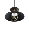 GloboStar® BILLA 203-0042 Vintage Κρεμαστό Φωτιστικό Καμπάνα Μονόφωτο 1 x E27 IP20 Μαύρο & Χρυσό Μέταλλο - M30.5 x Π30.5 x Υ20cm