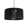 GloboStar® KYCLOS 203-0048 Boho Κρεμαστό Φωτιστικό Καπέλο Μονόφωτο 1 x E27 IP20 Μαύρο Rattan - M40 x Π40 x Υ25.5cm