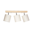 GloboStar® CUP 203-0058 Vintage Φωτιστικό Οροφής Ράγα Τρίφωτο 3 x E27 IP20 Μπέζ Ξύλο με Λευκό Ύφασμα - Μ60 x Π14 x Υ26cm