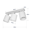 GloboStar® CUP 203-0058 Vintage Φωτιστικό Οροφής Ράγα Τρίφωτο 3 x E27 IP20 Μπέζ Ξύλο με Λευκό Ύφασμα - Μ60 x Π14 x Υ26cm