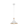 GloboStar® BELFRY 203-0076 Μοντέρνο Κρεμαστό Φωτιστικό Καμπάνα Μονόφωτο 1 x E27 IP20 Λεύκο & Χρυσό Πλαστικό - Μ29.5 x Π29.5 x Υ22cm