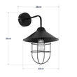 GloboStar® CAGE 203-0096 Vintage Επιτοίχιο Φωτιστικό Απλίκα Μονόφωτο 1 x E27 IP20 Μαύρο Μέταλλο - M22 x Π28 x Υ35cm