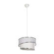 GloboStar® SONIA 203-0115 Μοντέρνο Κρεμαστό Φωτιστικό Καπέλο Μονόφωτο 1 x E27 IP20 Λευκό Ύφασμα με Ασημί Λεπτομέρεια -Μ30 x Π30 x Υ90 cm