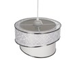 GloboStar® SONIA 203-0115 Μοντέρνο Κρεμαστό Φωτιστικό Καπέλο Μονόφωτο 1 x E27 IP20 Λευκό Ύφασμα με Ασημί Λεπτομέρεια -Μ30 x Π30 x Υ90 cm