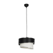 GloboStar® SONIA 203-0118 Μοντέρνο Κρεμαστό Φωτιστικό Καπέλο Μονόφωτο 1 x E27 IP20 Μαύρο & Λευκό Ύφασμα με Ασημί Λεπτομέρεια - Μ30 x Π30 x Υ90 cm