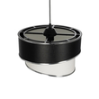 GloboStar® SONIA 203-0118 Μοντέρνο Κρεμαστό Φωτιστικό Καπέλο Μονόφωτο 1 x E27 IP20 Μαύρο & Λευκό Ύφασμα με Ασημί Λεπτομέρεια - Μ30 x Π30 x Υ90 cm