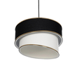 GloboStar® SONIA 203-0120 Μοντέρνο Κρεμαστό Φωτιστικό Καπέλο Μονόφωτο 1 x E27 IP20 Μαύρο & ΑσπροΎφασμα - Μ30 x Π30 x Υ90 cm