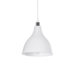 GloboStar® RADE 203-0126 Μοντέρνο Κρεμαστό Φωτιστικό Καμπάνα Μονόφωτο 1 x E27 IP20 Λευκό με Ασημί Πλαστικό - Μ17.5 x Π17.5 x Υ56cm