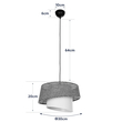 GloboStar® ALINA 203-0130 Μοντέρνο Κρεμαστό Φωτιστικό Καπέλο Μονόφωτο 1 x E27 IP20 Γκρι & Λευκό Ύφασμα - Μ30 x Π30 x Υ93cm