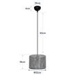 GloboStar® CLAIRIE 203-0133 Μοντέρνο Κρεμαστό Φωτιστικό Καπέλο Μονόφωτο 1 x E27 IP20 Γκρι Ύφασμα - Μ22 x Π22 x Υ93cm