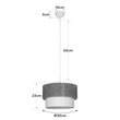 GloboStar® SISSIE 203-0139 Μοντέρνο Κρεμαστό Φωτιστικό Καπέλο Μονόφωτο 1 x E27 IP20 Μαύρο & Λευκό Ύφασμα - Μ30 x Π30 x Υ93cm