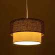 GloboStar® SISSIE 203-0139 Μοντέρνο Κρεμαστό Φωτιστικό Καπέλο Μονόφωτο 1 x E27 IP20 Μαύρο & Λευκό Ύφασμα - Μ30 x Π30 x Υ93cm