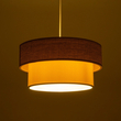 GloboStar® LIVI 203-0174 Μοντέρνο Κρεμαστό Φωτιστικό Καπέλο Μονόφωτο 1 x E27 IP20 Καφέ & Λευκό Ύφασμα - Μ38 x Π38 x Υ95cm