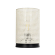 GloboStar® CYLINDER 203-0184 Μοντέρνο Επιτραπέζιο Φωτιστικό Μονόφωτο 1 x E27 IP20 Μαύρη Βάση με Λευκό Διάτρητο Υφασμα - Μ14 x Π14 x Υ21cm