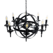 GloboStar® ESTELLE 01003 Vintage Κρεμαστό Φωτιστικό Πλέγμα Πολύφωτο 8 x E14 IP20 Μαύρο Μέταλλο - Μ65 x Π65 x Y50cm
