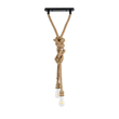 GloboStar® ROPE 01019 Vintage Κρεμαστό Φωτιστικό Ανάρτηση Δίφωτο 2 x E27 IP20 Μπεζ Σχοινί - Μ38 x Π35.5 x Υ200cm