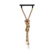 GloboStar® ROPE 01019 Vintage Κρεμαστό Φωτιστικό Ανάρτηση Δίφωτο 2 x E27 IP20 Μπεζ Σχοινί - Μ38 x Π35.5 x Υ200cm