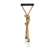 GloboStar® ROPE 01019 Vintage Κρεμαστό Φωτιστικό Ανάρτηση Δίφωτο 2 x E27 IP20 Μπεζ Σχοινί - Μ38 x Π35.5 x Υ200cm