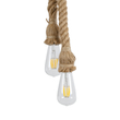 GloboStar® ROPE 01019 Vintage Κρεμαστό Φωτιστικό Ανάρτηση Δίφωτο 2 x E27 IP20 Μπεζ Σχοινί - Μ38 x Π35.5 x Υ200cm