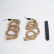 GloboStar® ROPE 01019 Vintage Κρεμαστό Φωτιστικό Ανάρτηση Δίφωτο 2 x E27 IP20 Μπεζ Σχοινί - Μ38 x Π35.5 x Υ200cm